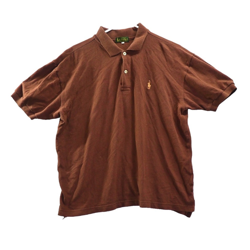Vintage RaPa Polo Shirt Mens Brown Short Sleeve 100% Cotton Classic Fit Casual L